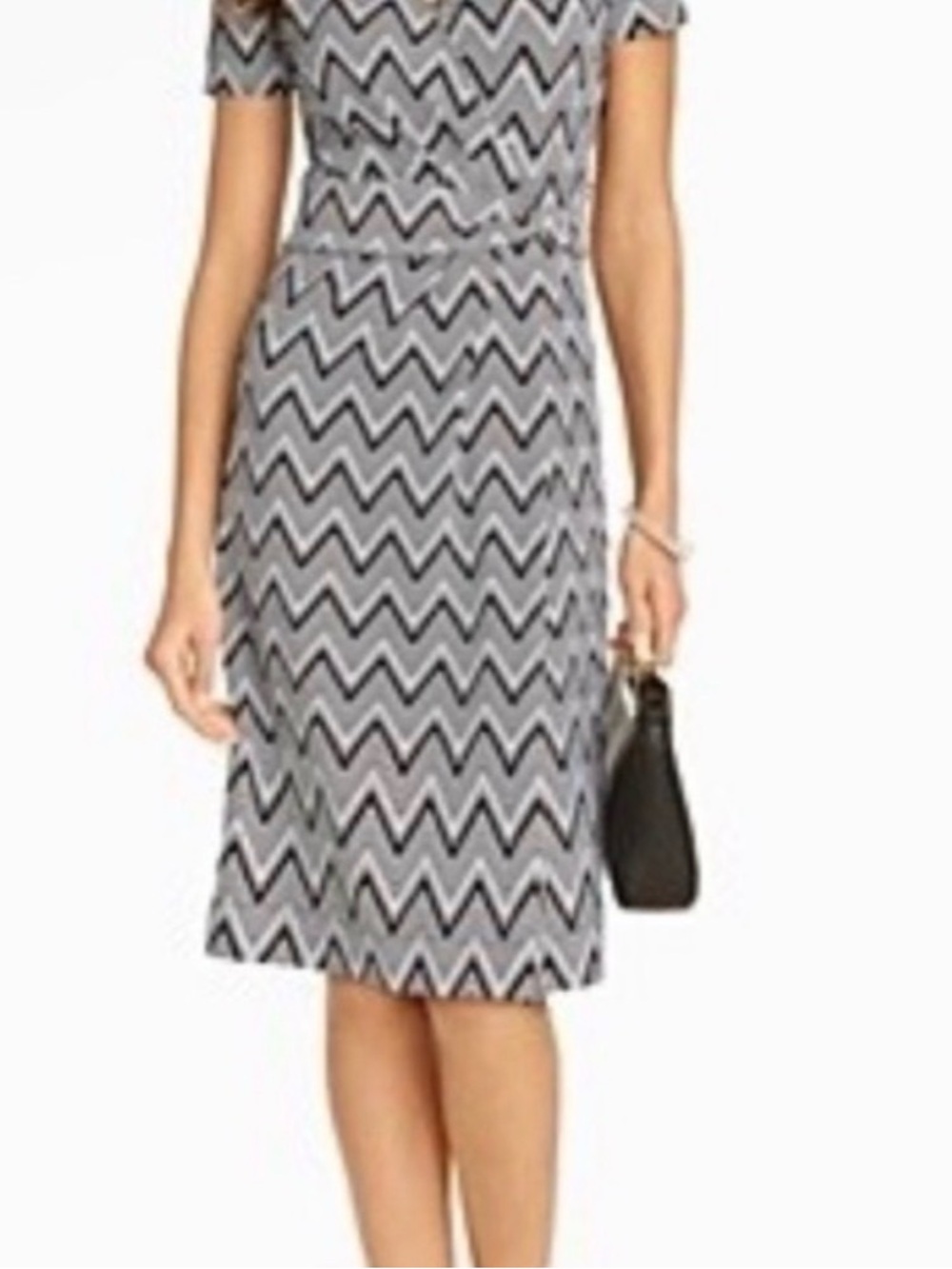 Talbots Gray Chevron Midi Dress